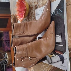 Guess Genuine Leather High Heel Bootie w Buckle Straps